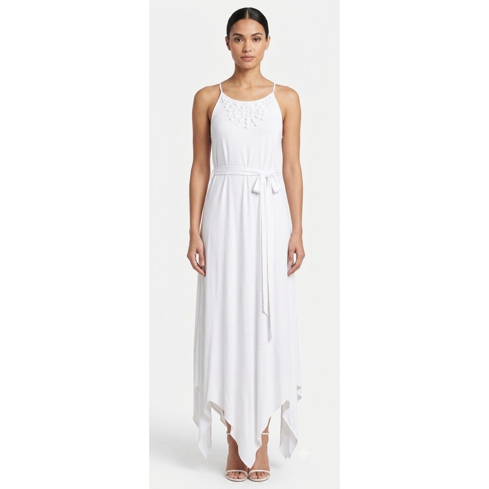 New York & Company White Handkerchief Hem Women's Dress Size Large